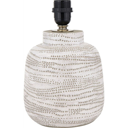 Alina White Dot Design Small Stoneware Table Lamp Base Only