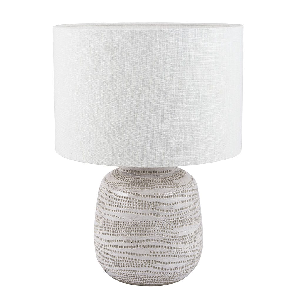 Alina White Dot Design Small Stoneware Table Lamp Base Only