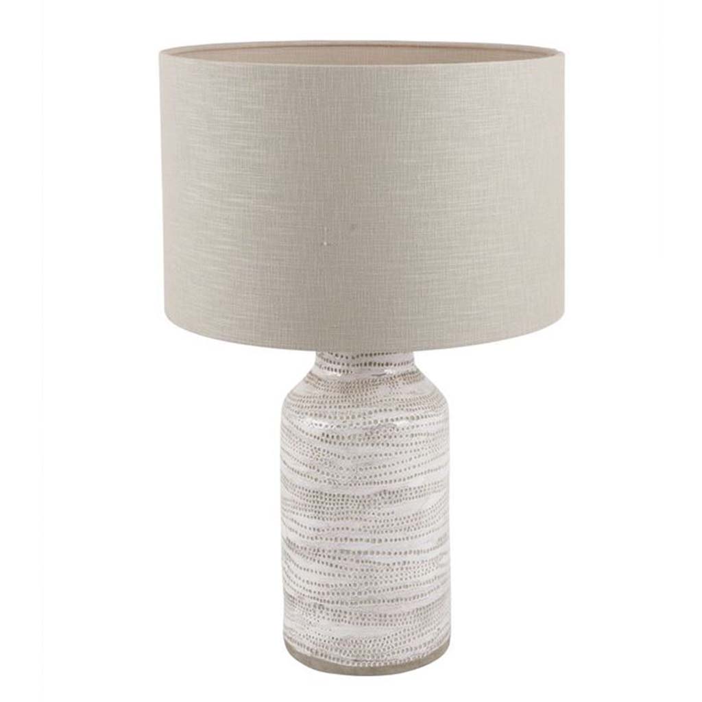 Alina White Dot Design Stoneware Table Lamp Base Only