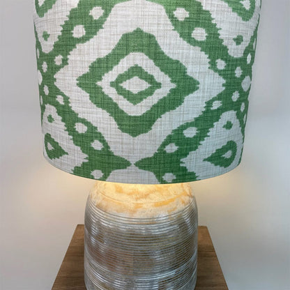 Grey Engraved Dome Table Lamp with Marrakesh Emerald