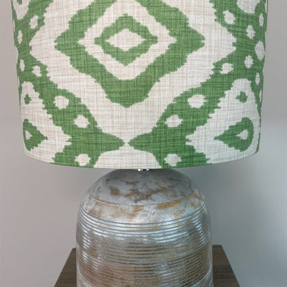 Grey Engraved Dome Table Lamp with Marrakesh Emerald