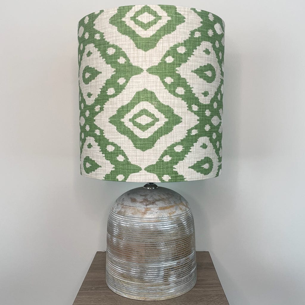 Grey Engraved Dome Table Lamp with Marrakesh Emerald