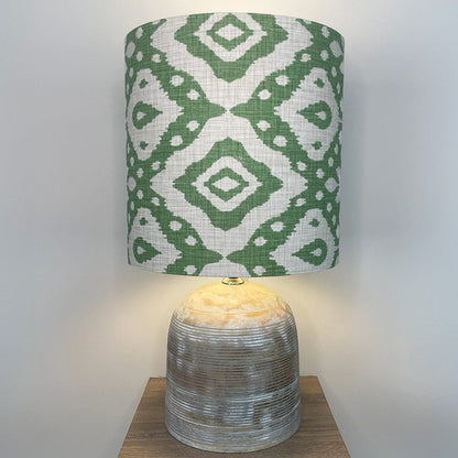 Grey Engraved Dome Table Lamp with Marrakesh Emerald