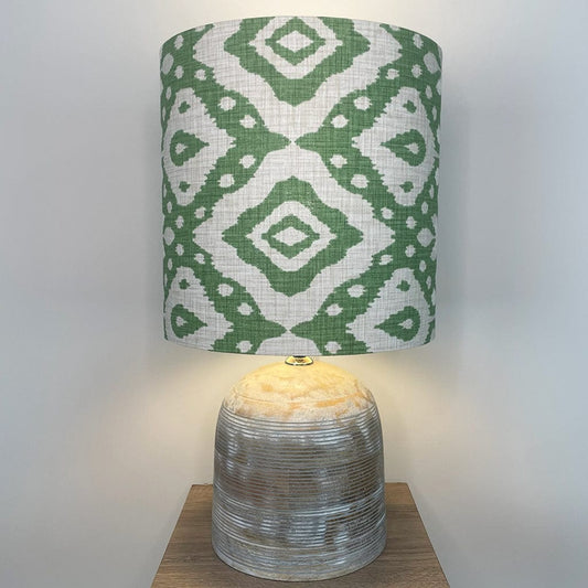 Grey Engraved Dome Table Lamp with Marrakesh Emerald