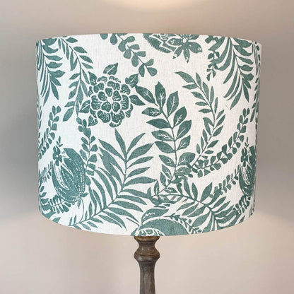 Grey Mango Wood Floor Lamp with Clarendon Seafoam Linen Shade