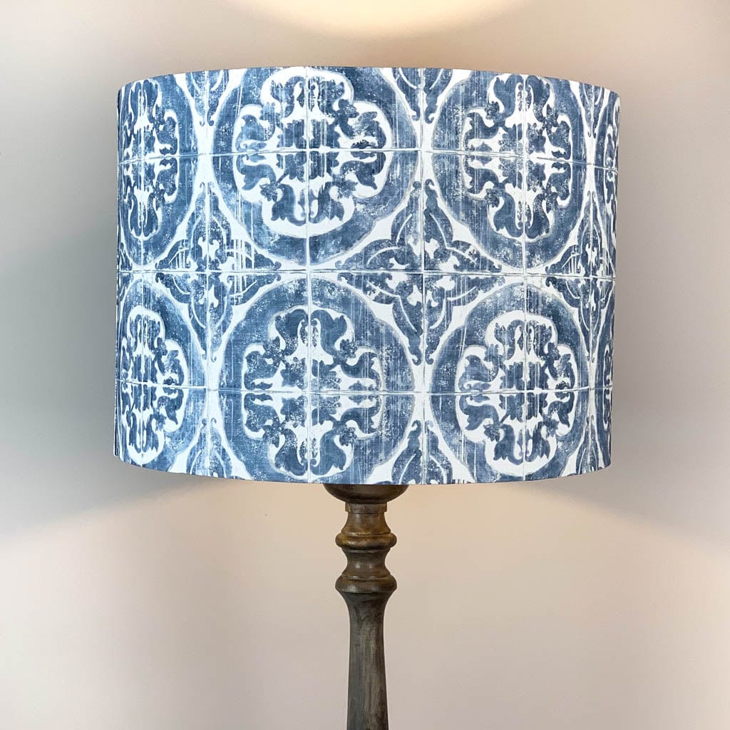 Grey Mango Wood Floor Lamp with Luela Azure Linen Shade