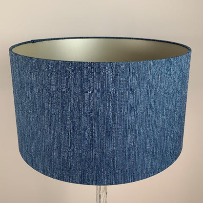 Hemi Vintage Grey Wood Floor Lamp with Logan Blue Denim Lampshade