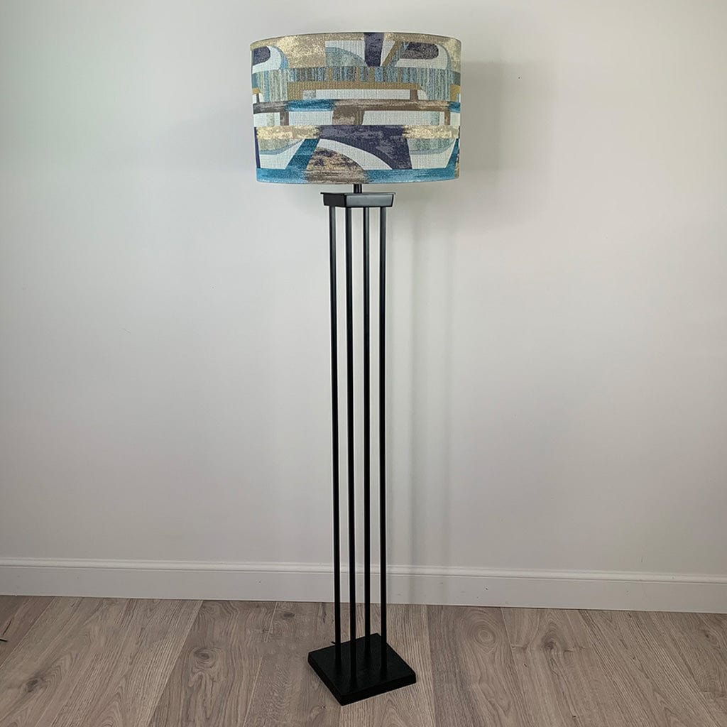 Matt Black Metal Four Post Floor Lamp with Choice of Shade