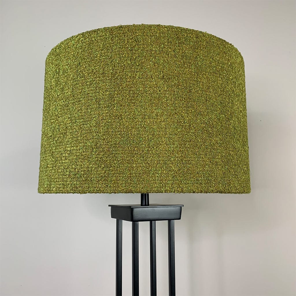 Matt Black Metal Four Post Floor Lamp with Citron Boucle Shade