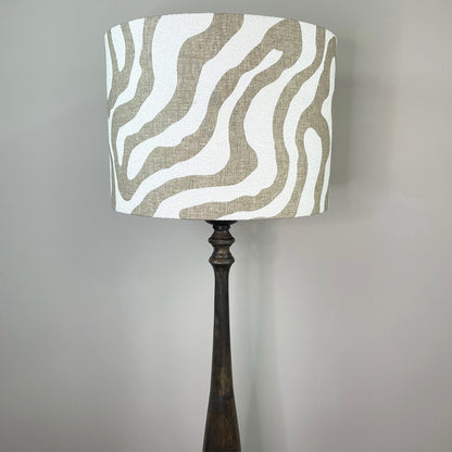 Alia Grey Wash Turned Mango Wood Floor Lamp with Sigrid Birch Lampshade