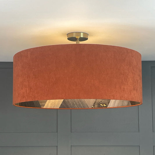 Arte Formations Lined Pendant Lampshade with Spice Outer