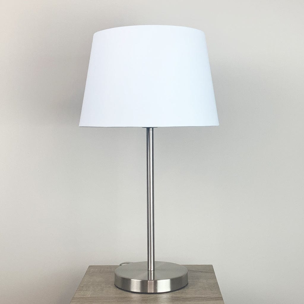 Belford Brushed Steel Table Lamp with Choice of Shade