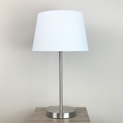 Belford Brushed Steel Table Lamp with Choice of Shade