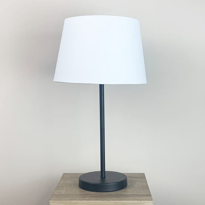 Belford Single Stem Black Table Lamp with Ivory Tapered Shade