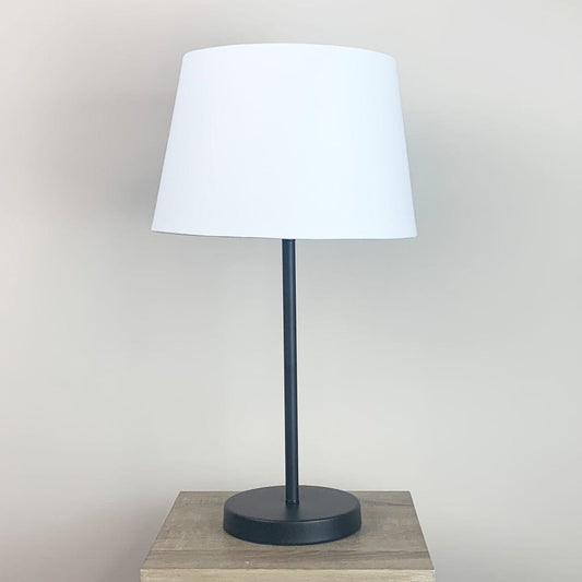 Belford Single Stem Black Table Lamp with Ivory Tapered Shade