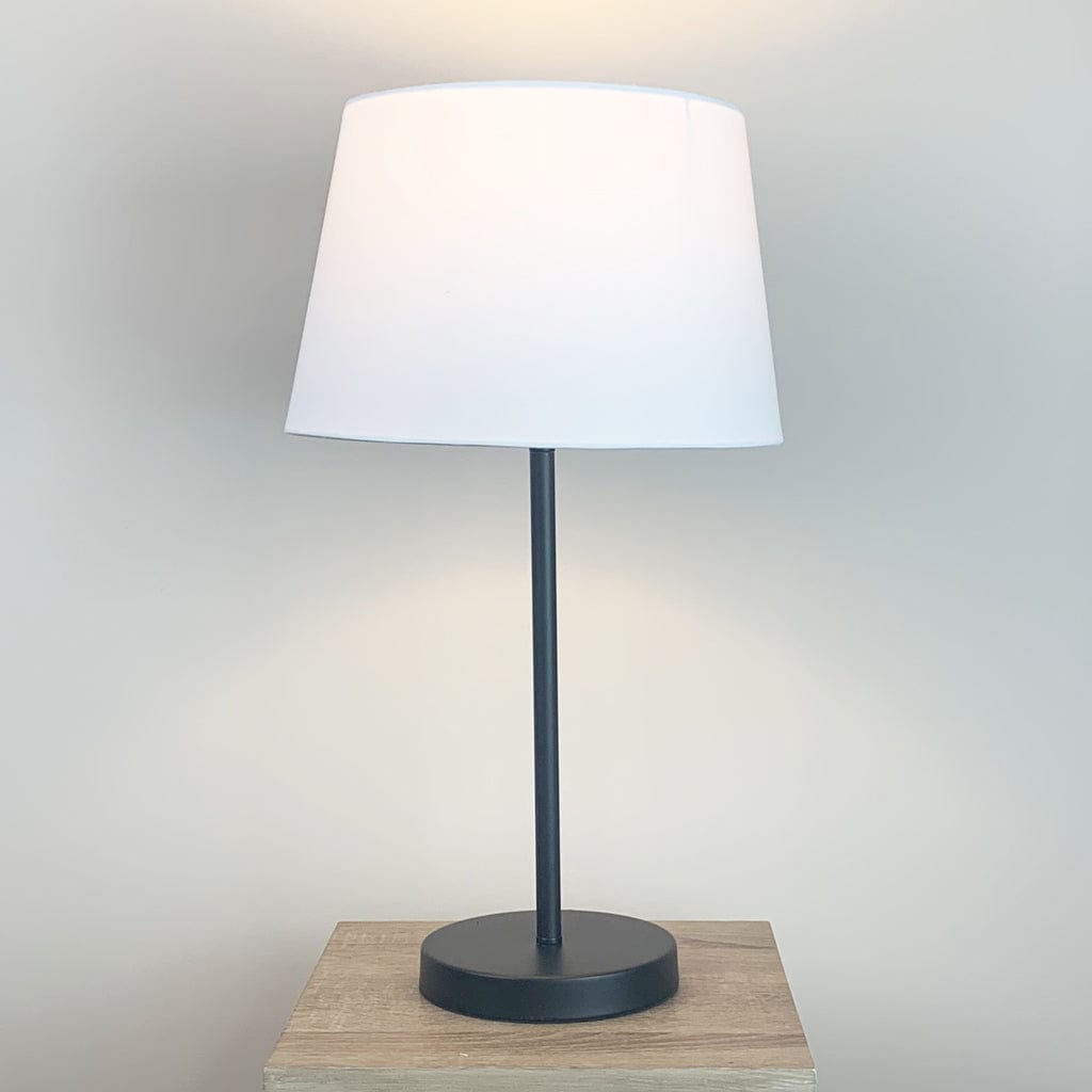 Belford Single Stem Black Table Lamp with Ivory Tapered Shade