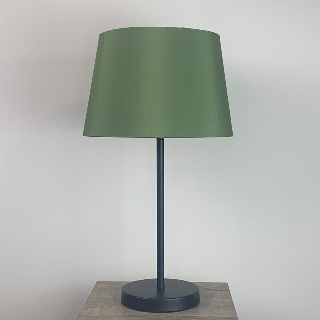 Belford Single Stem Black Table Lamp with Sage Green Tapered Shade