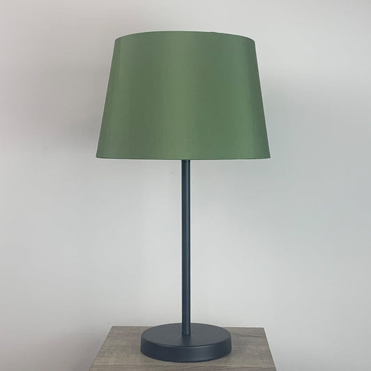 Belford Single Stem Black Table Lamp with Sage Green Tapered Shade
