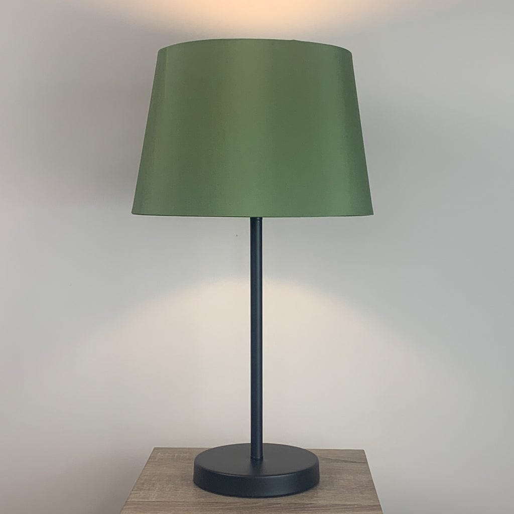 Belford Single Stem Black Table Lamp with Sage Green Tapered Shade