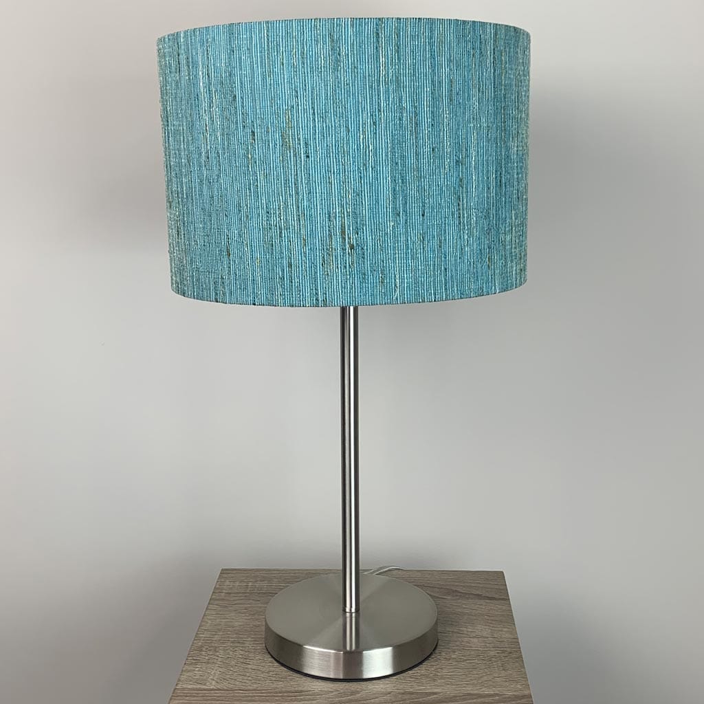 Belford Brushed Steel Table Lamp with Metamorphic Marine Shade