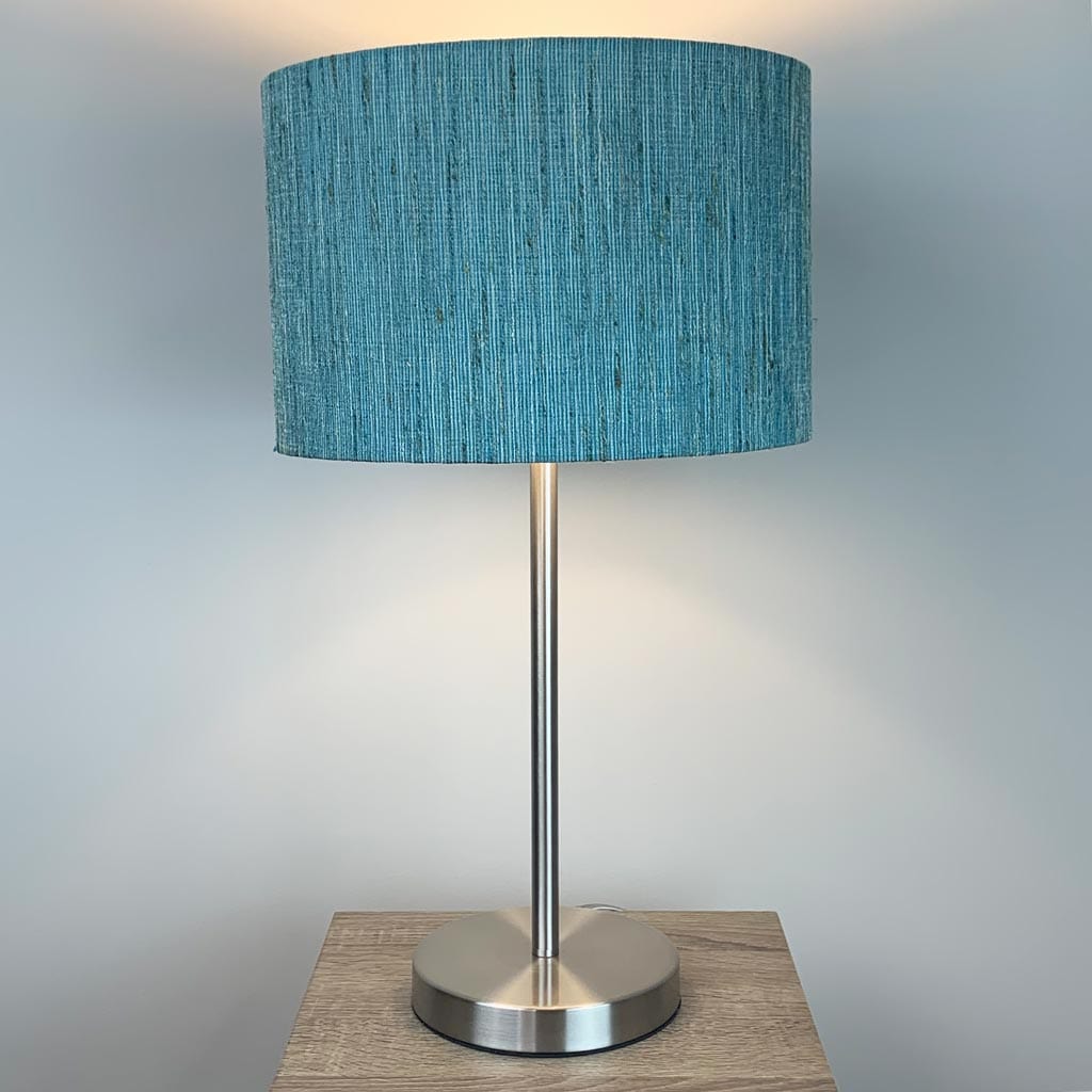 Belford Brushed Steel Table Lamp with Metamorphic Marine Shade