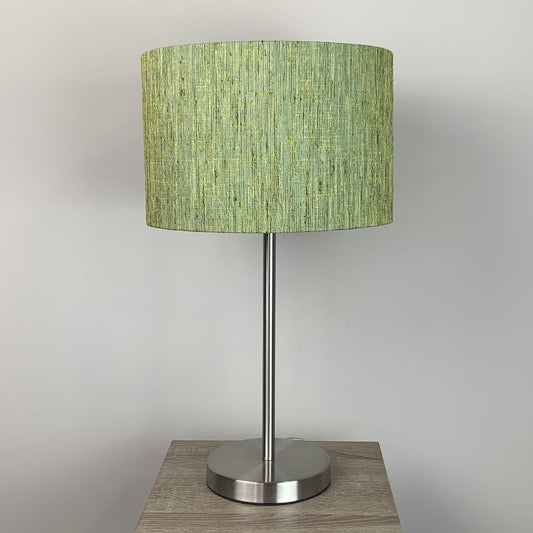 Belford Brushed Steel Table Lamp with Metamorphic Yuka Shade