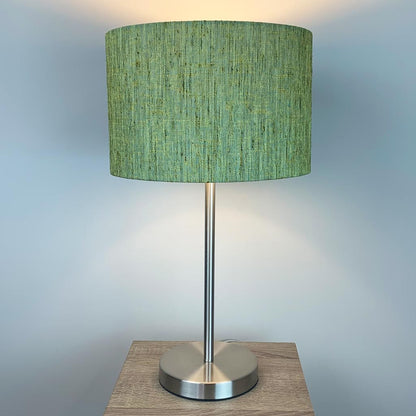 Belford Brushed Steel Table Lamp with Metamorphic Yuka Shade