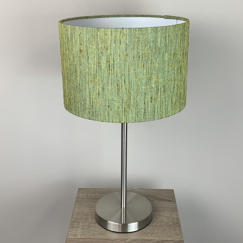 Belford Brushed Steel Table Lamp with Metamorphic Yuka Shade