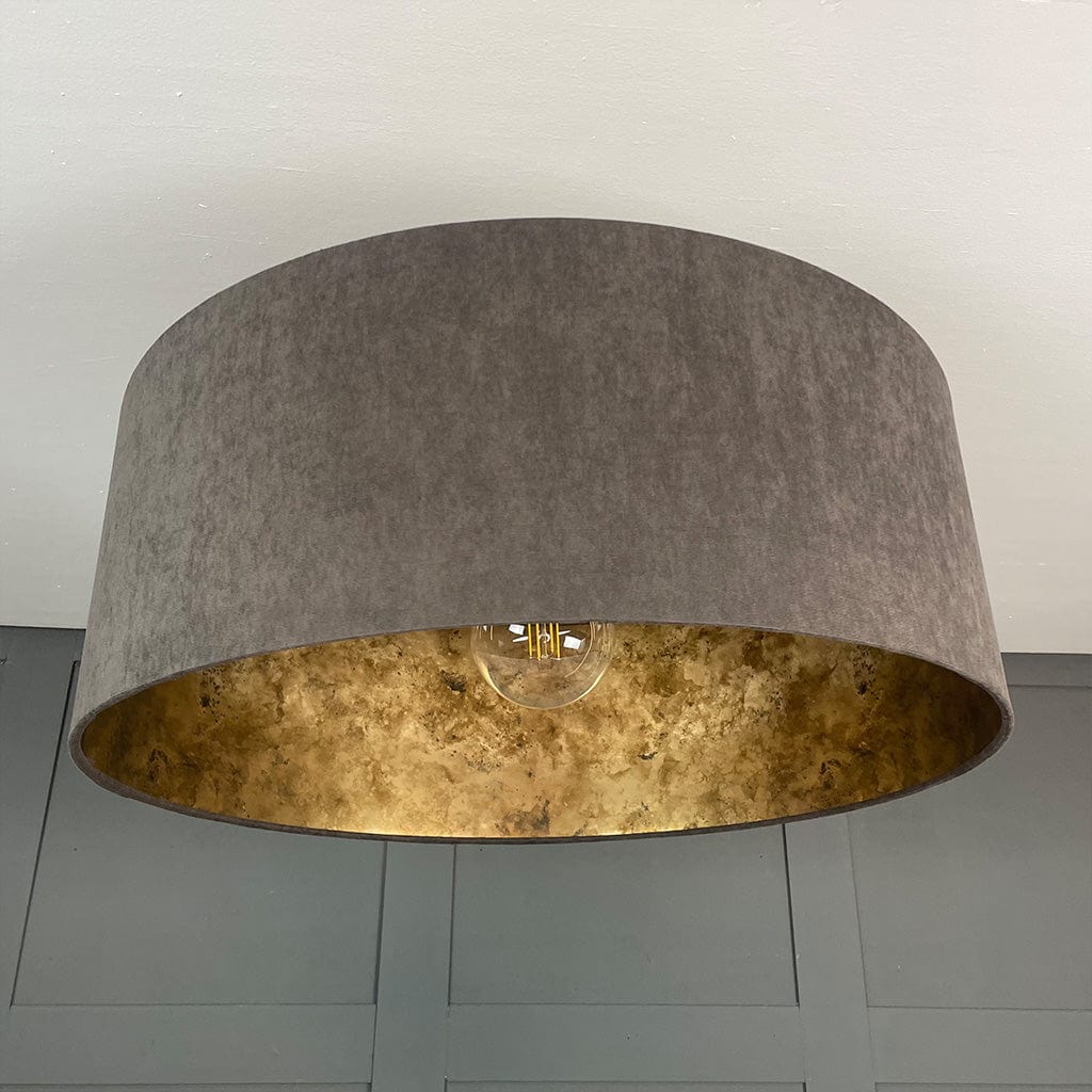 Electrified Belvoir Charcoal Shallow Shade with Burnished Gold Wallpaper Lining