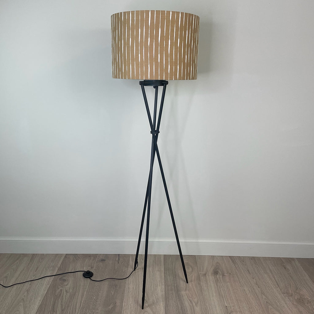 Black Brondby Tripod Floor Lamp with Luis Dessert Lampshade