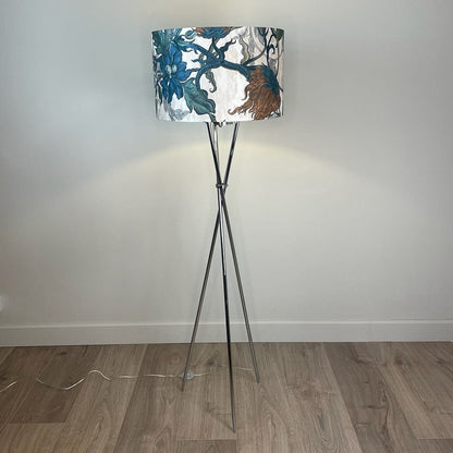 Brondby Chrome Floor Lamp with Timorous Beasties Epic Botanic Lampshade