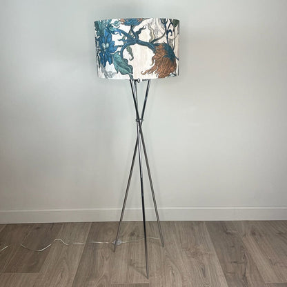 Brondby Chrome Floor Lamp with Timorous Beasties Epic Botanic Lampshade