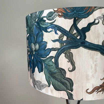 Brondby Chrome Floor Lamp with Timorous Beasties Epic Botanic Lampshade