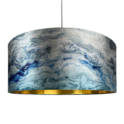 Azure Carrara Marble Effect Drum Shade