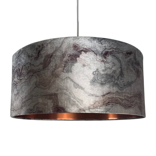 Pewter Carrara Marble Effect Drum Shade