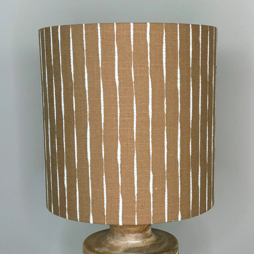 Kingsbury Small White Wash Carved Wood Table Lamp with Luis Desert Lampshade