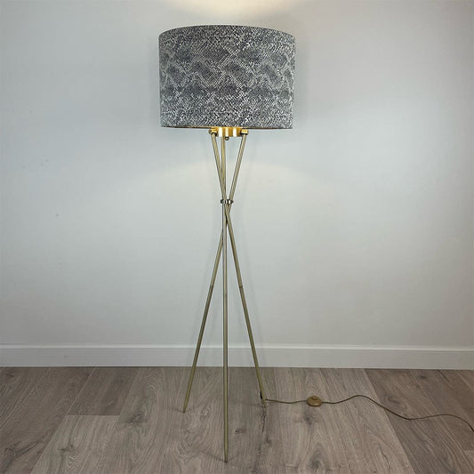Antique Brass Brondby Floor Lamp with Viper Bronze Drum Shade