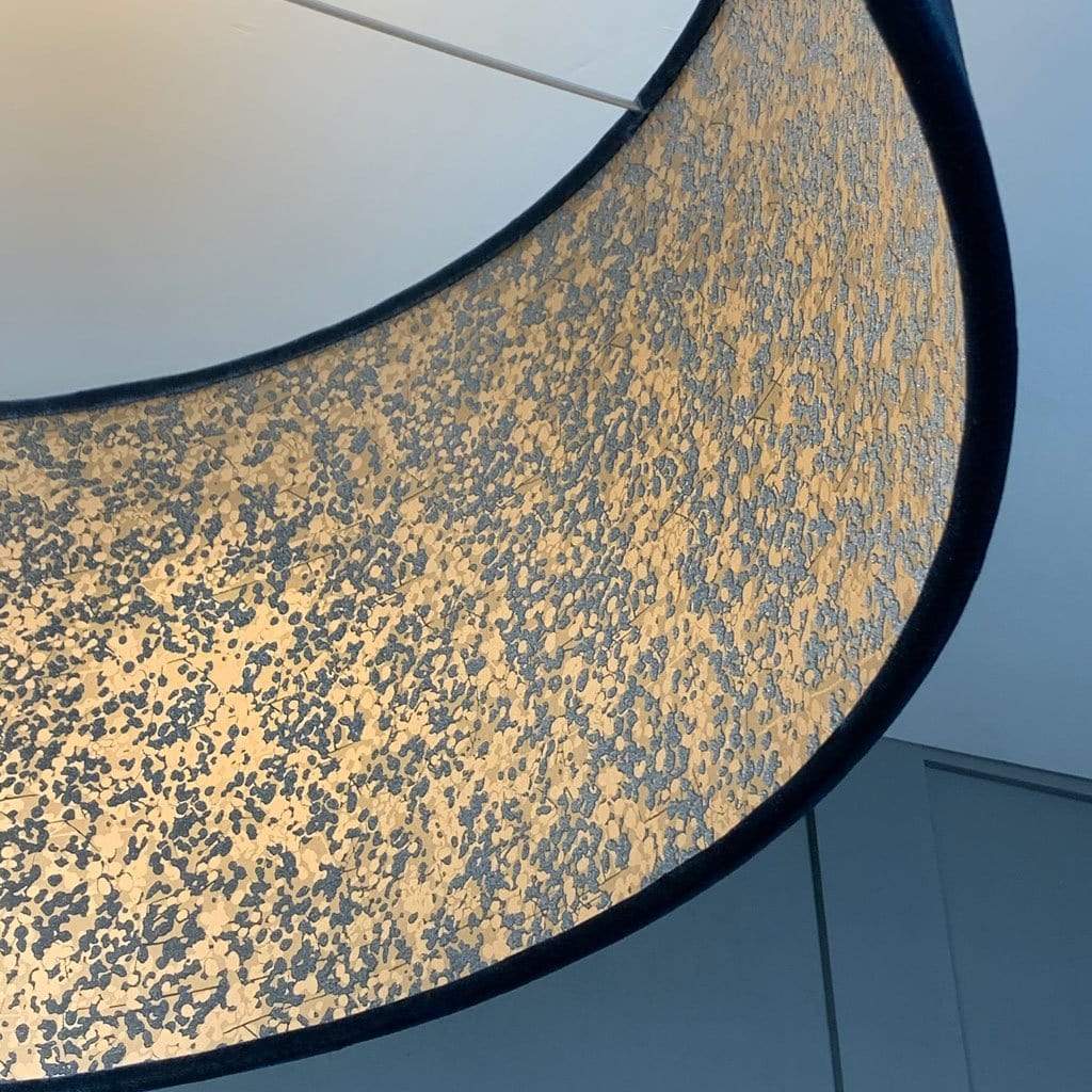 Electrified Blue Letino Shade with Anthology Coral Wallpaper Lining in Midnight