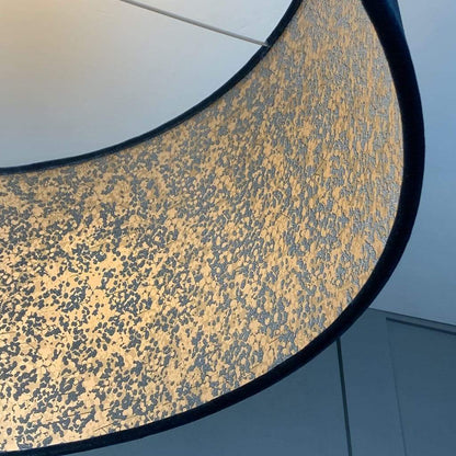 Electrified Blue Letino Shade with Anthology Coral Wallpaper Lining in Midnight