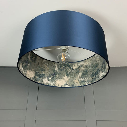 Blue Chacar Electrified Shade with Sango Bay Jade Wallpaper Lining