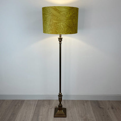 Canterbury Antique Brass Floor Lamp with Timorous Beasties Jungle Tangle Lemon Shade