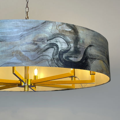 Circa 8 Light Antique Gold with Tessuto Nero Shade