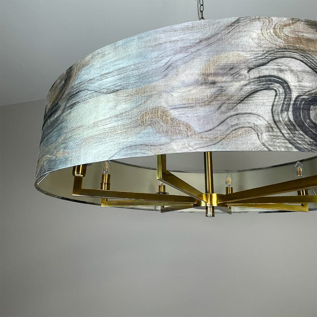 Circa 8 Light Antique Gold with Tessuto Nero Shade