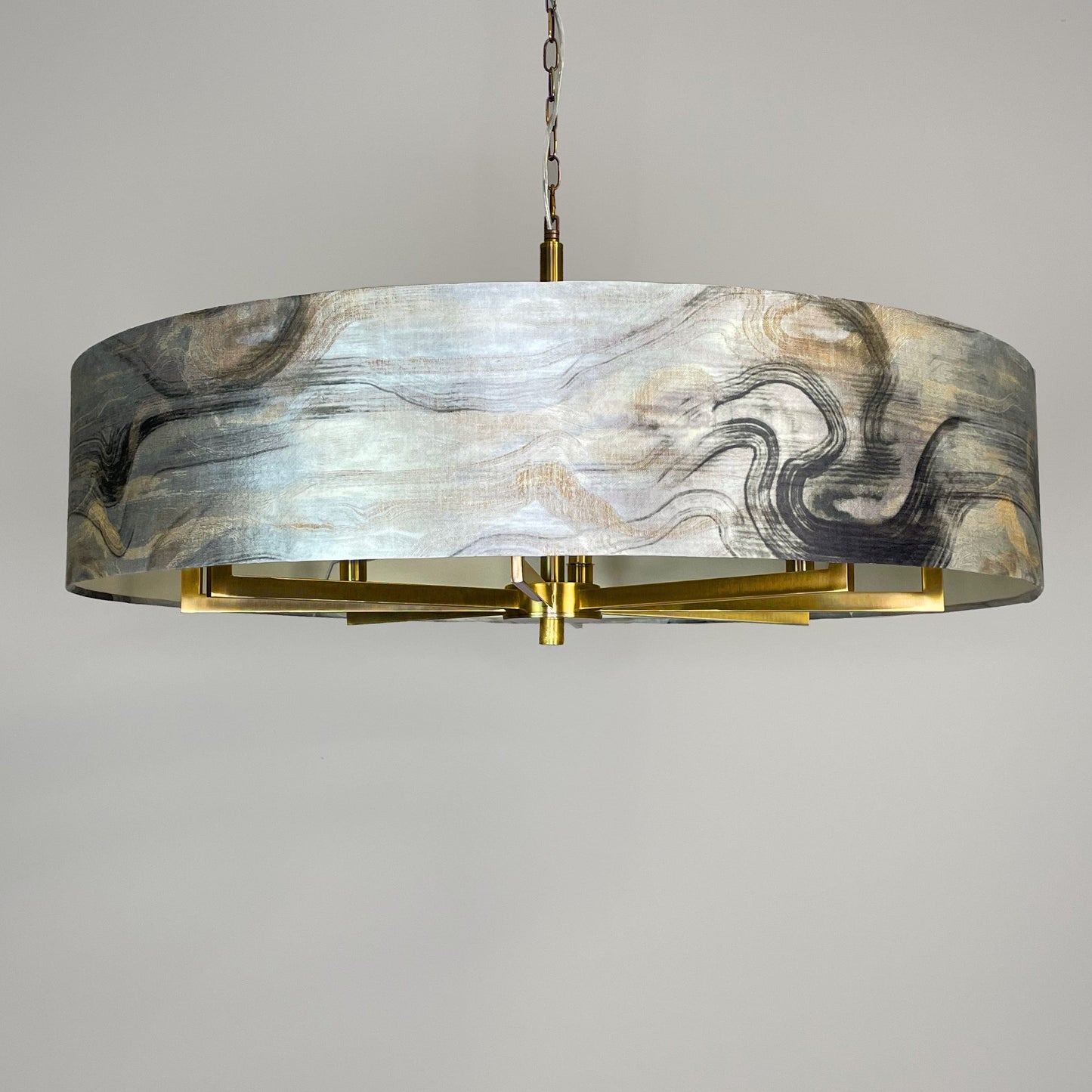 Circa 8 Light Antique Gold with Tessuto Nero Shade