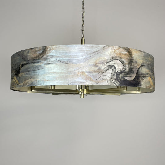 Circa 8 Light Antique Brass with Tessuto Nero Shade