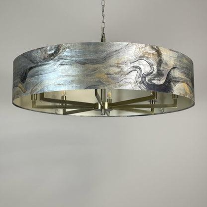 Circa 8 Light Antique Brass with Tessuto Nero Shade