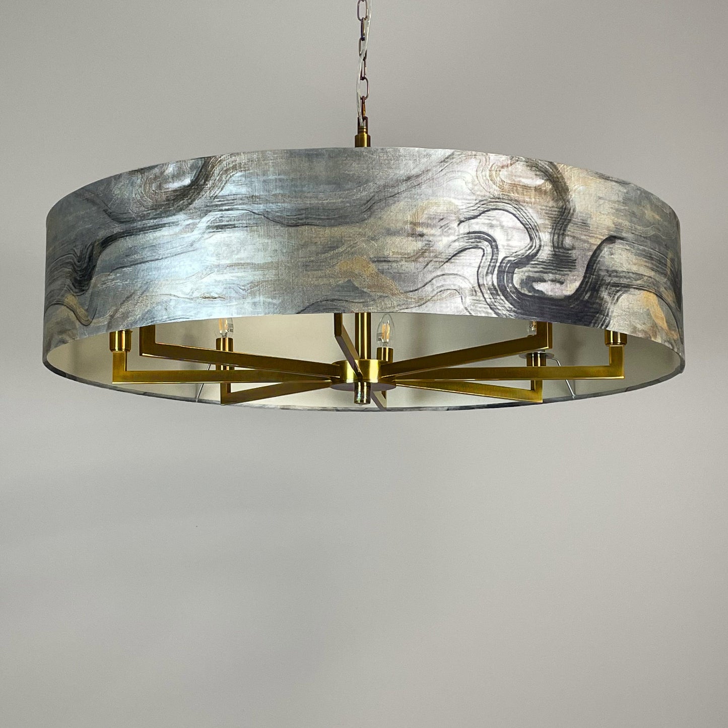 Circa 8 Light Antique Gold with Tessuto Nero Shade