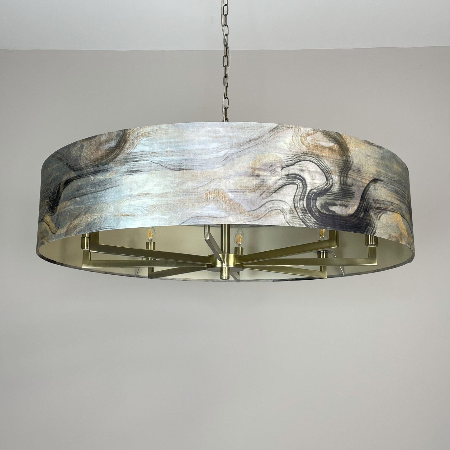 Circa 8 Light Antique Brass with Tessuto Nero Shade