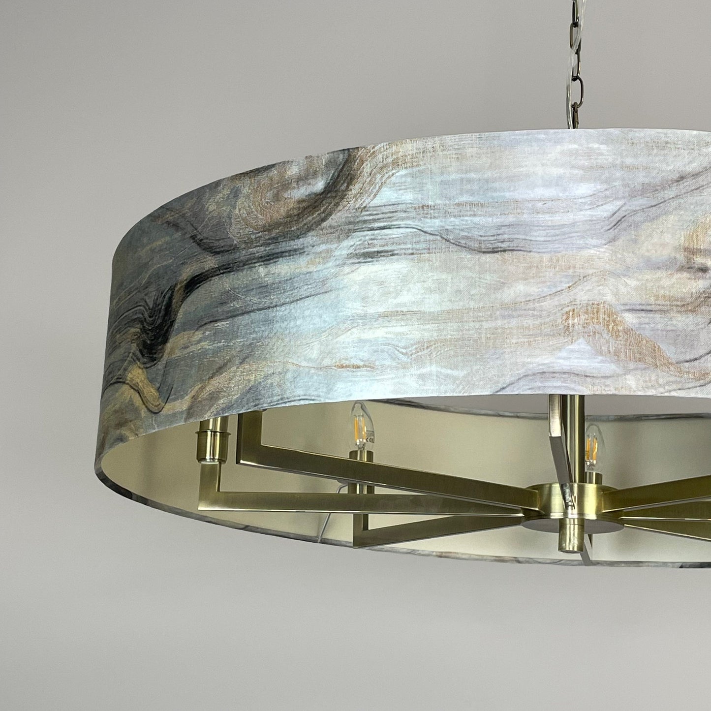 Circa 8 Light Antique Brass with Tessuto Nero Shade