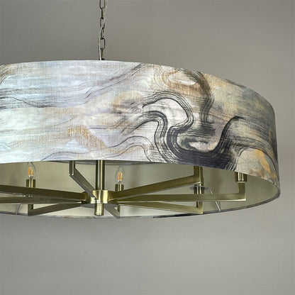 Circa 8 Light Antique Brass with Tessuto Nero Shade